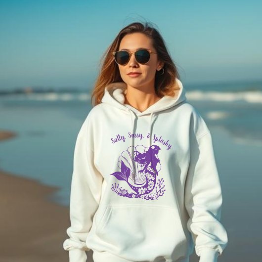 Hawaiian Mermaid-Salty, Sassy en Splashy Paarse Hoodie