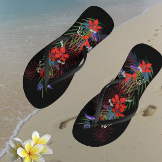 Hawaiian Midnight Garden Flip Flop