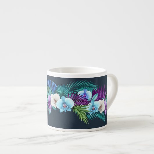 Hawaiian Midnight Orchids Espresso Mok (Voorkant rechts)
