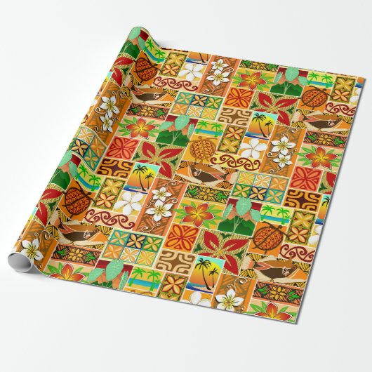 Hawaiian Motif 004 Cadeaupapier (Uitgerold)