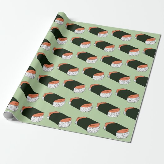 Hawaiian Musubi Food Patterned Verjaardag Cadeaupapier (Uitgerold)