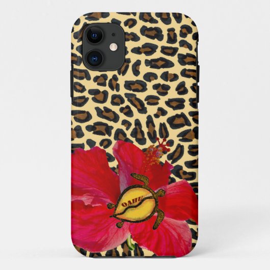 Hawaiian Oahu Honu en Golden Leopard Print Case-Mate iPhone Case (Achterkant)