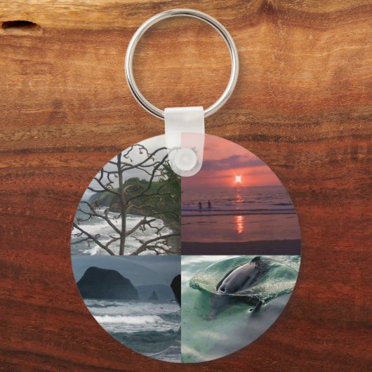 Hawaiian Ocean Beach Tree Foto Uitzicht Sleutelhanger (Achterkant)