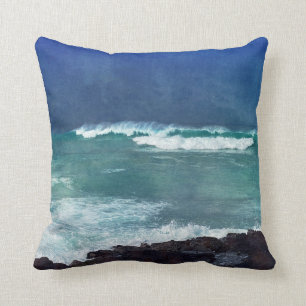 Hawaiian Ocean Hawaii Waves Aqua Blauwgroen Blue Z Kussen