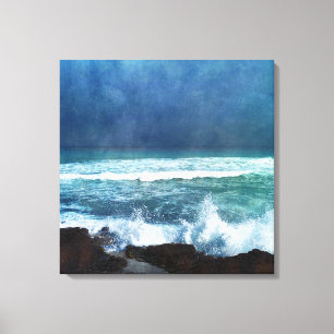 Hawaiian Ocean Waves Aqua Blauwgroen Blue Surf Lav Canvas Afdruk
