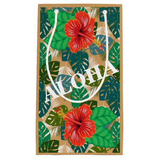 Hawaiian Oerwoud Foliage Hibiscus ALOHA Klein Cadeauzakje (Voorkant)