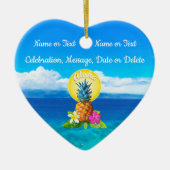 Hawaiian Ornaments with Couple's Names, Date Keramisch Ornament (Voorkant)