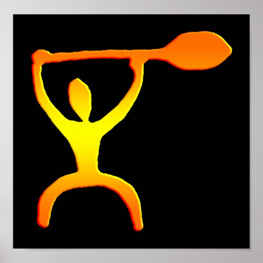 Hawaiian Paddle Man Petroglyph Print (Voorkant)