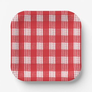 Hawaiian Palaka Red & White Plaid Square Bord