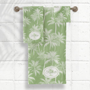 Hawaiian Palm Tree Silhouette Motif Green ID1093