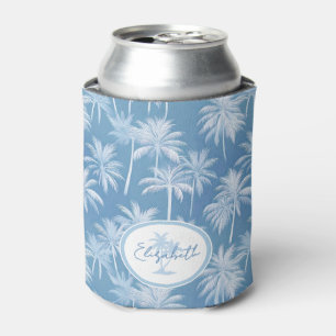 Hawaiian Palm Tree Silhouette Patroon Blauw ID1093 Blikjeskoeler