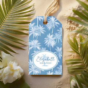 Hawaiian Palm Tree Silhouette Patroon Blauw ID1093 Cadeaulabel