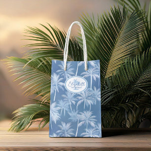 Hawaiian Palm Tree Silhouette Patroon Blauw ID1093 Medium Cadeauzakje