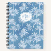 Hawaiian Palm Tree Silhouette Patroon Blauw ID1093 Notitieboek (Voorkant)