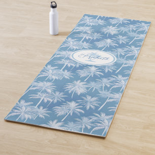 Hawaiian Palm Tree Silhouette Patroon Blauw ID1093 Yogamat