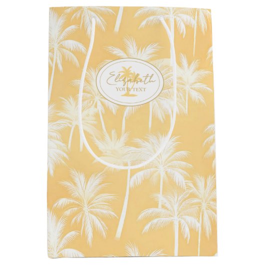 Hawaiian Palm Tree Silhouette Patroon Goud ID1093 Medium Cadeauzakje (Voorkant)