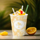 Hawaiian Palm Tree Silhouette Patroon Goud ID1093 Papieren Bekers