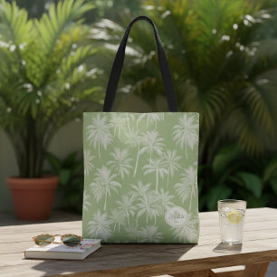 Hawaiian Palm Tree Silhouette Patroon Groen ID1093 Draagtas