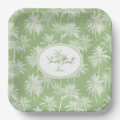Hawaiian Palm Tree Silhouette Patroon Groen ID1093 Papieren Bordje (Voorkant)