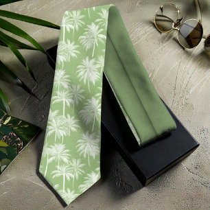 Hawaiian Palm Tree Silhouette Patroon Groen ID1093 Stropdas