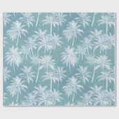 Hawaiian Palm Tree Silhouette Pattern Blauwgroen I Cadeaupapier (Vlak)