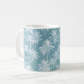 Hawaiian Palm Tree Silhouette Pattern Blauwgroen I Koffiemok (Voorkant links)