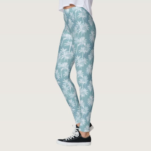 Hawaiian Palm Tree Silhouette Pattern Blauwgroen I Leggings (Links)