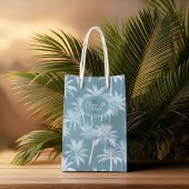 Hawaiian Palm Tree Silhouette Pattern Blauwgroen I Medium Cadeauzakje
