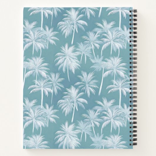 Hawaiian Palm Tree Silhouette Pattern Blauwgroen I Notitieboek (Achterkant)