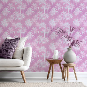 Hawaiian Palm Tree Silhouette Pattern Plum ID1093 Behang