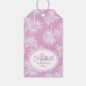 Hawaiian Palm Tree Silhouette Pattern Plum ID1093 Cadeaulabel (Voorkant)