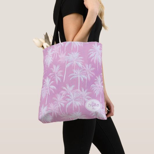 Hawaiian Palm Tree Silhouette Pattern Plum ID1093 Draagtas (Dichtbij)