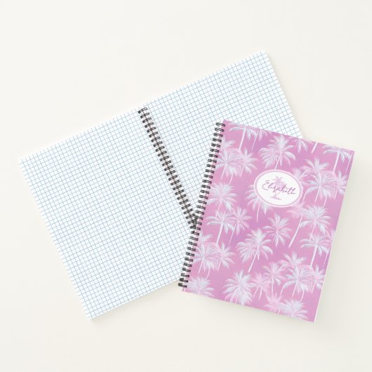 Hawaiian Palm Tree Silhouette Pattern Plum ID1093 Notitieboek (Binnen)