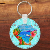 Hawaiian Paradise (blauw) Sleutelhanger (Voorkant)