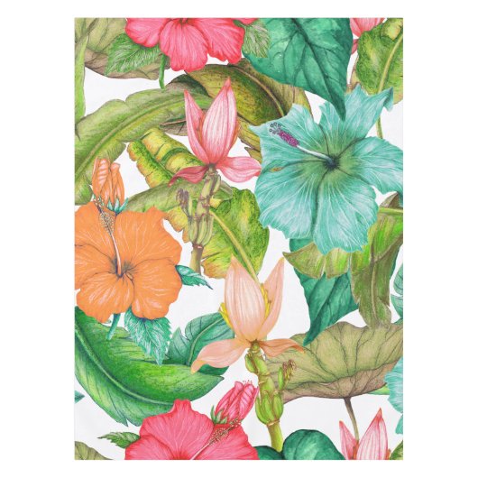 Hawaiian Paradise Hibiscus Floral Pattern Tafelkleed (Voorkant)