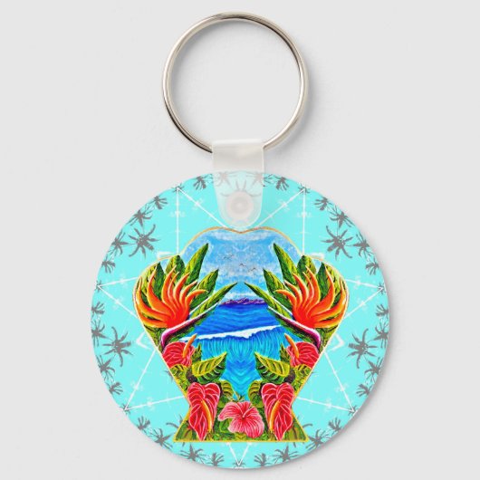 Hawaiian Paradise Twice (Blauw) Sleutelhanger (Voorkant)