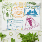 Hawaiian Passport Stamp Kitchen Towel Theedoek (Gevouwen)