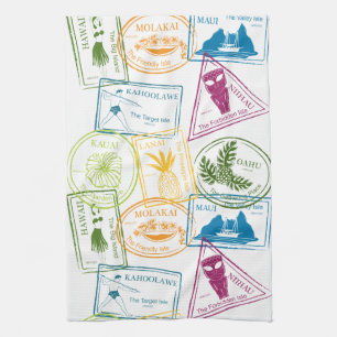 Hawaiian Passport Stamp Kitchen Towel Theedoek