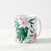 Hawaiian Pattern roze Flowers Koffiemok (Voorkant rechts)