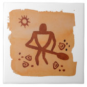 Hawaiian Petroglyph Canoe Paddler Ceramic Tile Tegeltje (Voorkant)