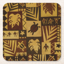 Hawaiian Petroglyph-strijders Tiki onderzetters