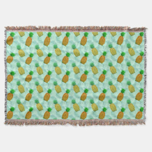 Hawaiian Pineapple Light Blue Deken