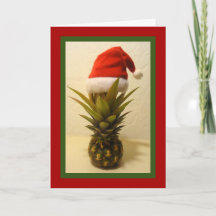 Hawaiian Pineapple Santa Hat-kerstkaart