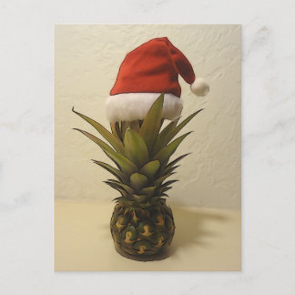 Hawaiian Pineapple Santa Hat Postcard Feestdagenkaart