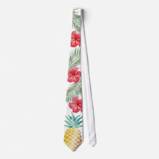 Hawaiian Pineapple Tropische Hibiscus Floral Stropdas
