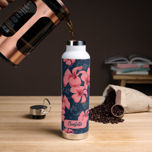 Hawaiian Pink Flowers Cute Floral Pattern Waterfles