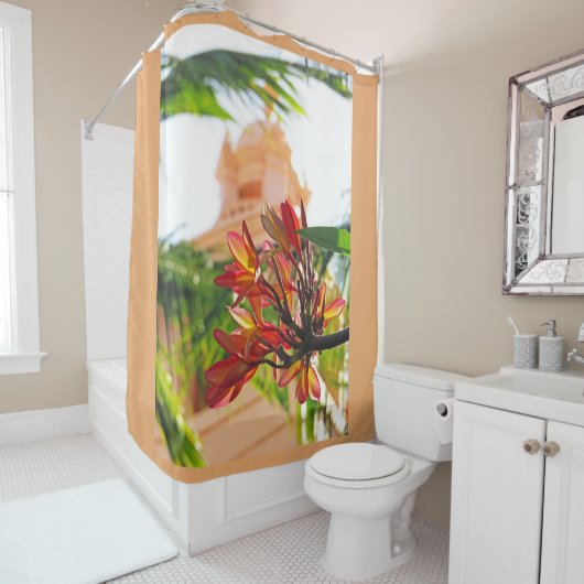 Hawaiian Plumeria Douchegordijn (In situ)