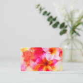 Hawaiian Plumeria in Neon Pink, Geel en Wit Visitekaartje (Staand voorkant)