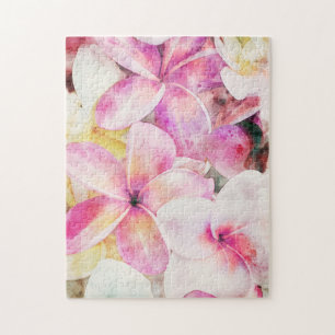 Hawaiian Plumeria Tropische Floral Waterverf Legpuzzel