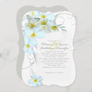 Hawaiian Plumeria White Wedding Invitation Kaart